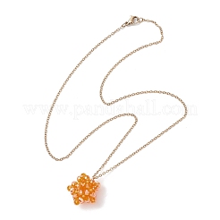 Collane con catena in acciaio inossidabile 304 con ciondolo a forma di stella con perline di vetro fatte a mano per donna&nbsp;NJEW-MZ00118-05