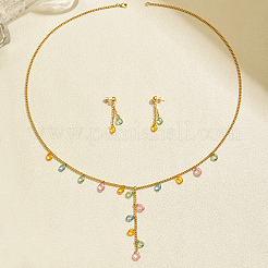 Комплекты из серег и ожерелий из пластикового сплава с подвесками-капельками для женщин&nbsp;EK3257