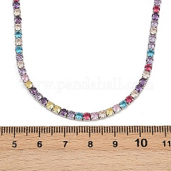 925 collier tennis en argent sterling pavé de zircones cubiques colorées pour femme&nbsp;NJEW-C096-01B-P01