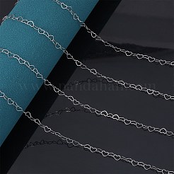 10m 304ステンレススチールハートリンクチェーン  スプールで  ハンダ付け  30個の丸カン付き  10個のカニカン  ステンレス鋼色  4.5x6.5x0.3mm&nbsp;STAS-SZ0003-37