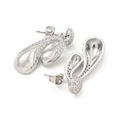 Серьги-гвоздики из латуни с каплевидным паве и прозрачным фианитом EJEW-M258-80P