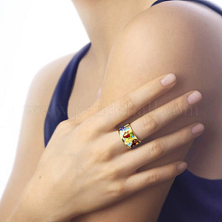 Кольца для пальцев с эмалевым узором из латуни&nbsp;FS-WG03239-05