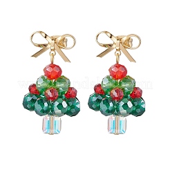 Серьги-гвоздики из стеклянных бусин ручной работы EJEW-TA00596