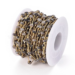 Натуральные лабрадоритные бисерные цепи CHC-E019-02C