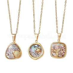 Collier pour femme avec pendentif en nacre d'ormeau naturelle (3 pièce&nbsp;NJEW-JN05953