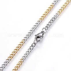 304ステンレススチールカーブチェーンネックレス  カニカン付き  ゴールデン·ステンレス鋼色  17.72インチ（45cm）&nbsp;NJEW-H492-01GP