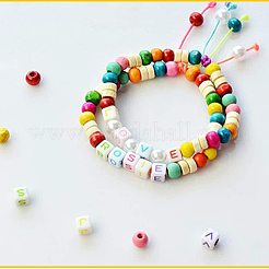 ウッドビーズ  染め  ラウンド  ミックスカラー  10mm  穴：3.5mm  200個/箱  プラスチックビーズ容器：7.2x5.2cm&nbsp;WOOD-PH0008-05