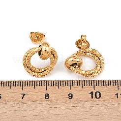 Серьги-гвоздики с текстурированными кольцами из нержавеющей стали 304&nbsp;EJEW-P324-03G