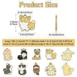 30 pièces 10 styles pendentifs en émail en alliage plaqué or&nbsp;ENAM-FS0004-38