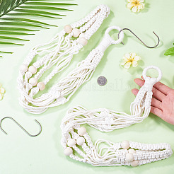 2 suspension pour plante en macramé fait main en polyester avec perles de bois&nbsp;AJEW-HS0001-46