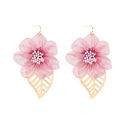 Серьги-подвески из сплава ткани с цветком и листом FS-WG075D7-01