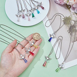 12 шт. 12-цветный ангел из сплава и стекла подвесное украшение&nbsp;HJEW-PH02091