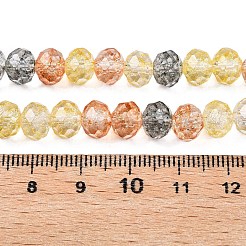 透明ガラスビーズ連売り  ファセット（32ファセット）  ロンデル  砂茶色  8x6.5mm  穴：1.2mm  約60~62個/連  39~40cm&nbsp;GLAA-T023-8mm-A10