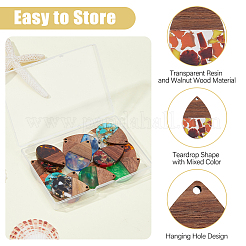 16шт 8 цвета прозрачной смолы и орехового дерева большие подвески&nbsp;RESI-HS0001-01B