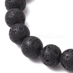 Bracelets extensibles à perles rondes en pierre de lave naturelle sur le thème des chakras&nbsp;BJEW-JB11136