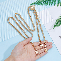 亜鉛合金製携帯電話ハンドストラップチェーン調節可能な斜めチェーンウェーブクリップ  モバイルアクセサリーの装飾  ライトゴールド  99.2cm&nbsp;FIND-WH0260-56LG