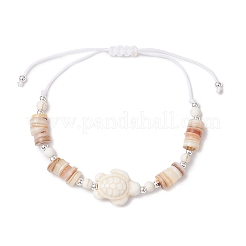 Регулируемые плетеные браслеты из синтетических бусин бирюзового цвета для женщин BJEW-JB11805-01