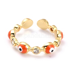 Латунные кольца из манжеты с прозрачным цирконием RJEW-O046-02G