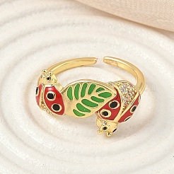 Манжеты из латуни с микро паве кубический цирконий для женщин&nbsp;RJEW-F196-01G