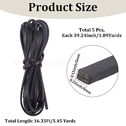 マイクロファイバーPUレザーコード5本  フラット  ブラック  6x3mm  約1.09ヤード（1m）/ pc&nbsp;WL-CL0001-13A-01