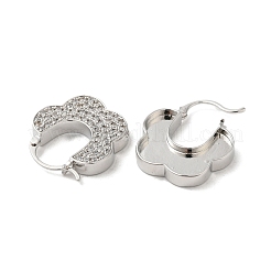 Серьги-кольца из латуни с микропаве и фианитом для цветочной стойки EJEW-A027-08P