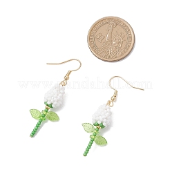 Серьги-подвески в виде цветка из нержавеющей стали и стекла&nbsp;EJEW-MZ00574-05