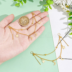 50 шт. подвески в виде звезды и луны из нержавеющей стали на цепочке для обуви AJEW-PH01579