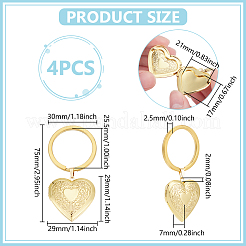4шт латунный брелок в форме сердца&nbsp;KEYC-UN00018