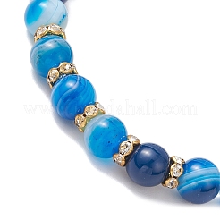 Bracelets extensibles en agate à bandes naturelles&nbsp;BJEW-JB12185-01