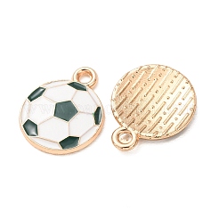 合金エナメルチャーム  サッカーのチャーム  ライトゴールド  濃い緑  16.5x13.5x2mm  穴：1.7mm&nbsp;AL-CBA2679-04KCG-06