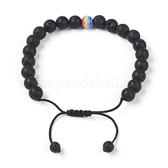 Braccialetti di perle intrecciate in pietra lavica naturale&nbsp;X-BJEW-G607-02