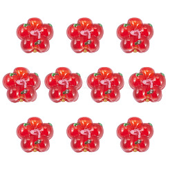 10個の手作りランプワークビーズ  バンピー  花  レッド  13.5~14x14.5~15x7~8mm  穴：1.4mm&nbsp;LAMP-TADJ0001-01E