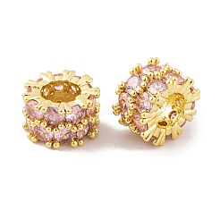 Покрытие стойки латунь микро паве розовый кубический цирконий европейские бусины KK-K367-19G