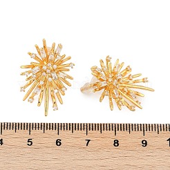 真鍮マイクロペーブクリアキュービックジルコニアスタッドピアス  925つのスターリングシルバーピン付き  花火  18KGP本金メッキ  28.5x19.5mm&nbsp;EJEW-P301-16G