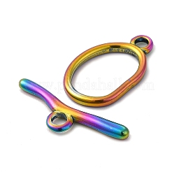 イオンプレーティング（IP）304ステンレススチールマンテル  オーバル  虹色  オーバル：25x15x2mm  穴：3mm  16.5x11mm内径  バー：28.5x8.5x2.5mm  穴：3mm&nbsp;STAS-F290-06MC