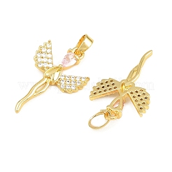 Colgantes de latón con micro pavé de circonitas cúbicas rosas&nbsp;CU-CBABDE1-10G