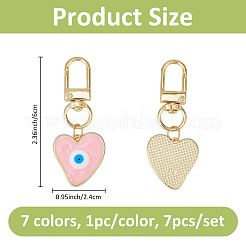 7 шт. 7-цветное сердце с эмалевым сплавом от сглаза HJEW-FH0001-74