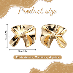 4 пара сережек-гвоздиков из цинкового сплава двух цветов&nbsp;EJEW-GO0003-06