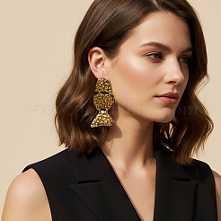Boucles d'oreilles pendantes à clous texturées en fer pour femmes&nbsp;WG6918F-01