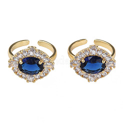 Открытое кольцо-манжета овальной формы с кубическим цирконием&nbsp;RJEW-N035-129A