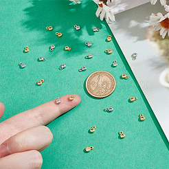 60 шт. 2-х цветные латунные подвески с прозрачными кубическими цирконами&nbsp;KK-WR0001-53