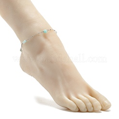 Tobilleras de jade blanco teñido natural y jade de Malasia para mujer&nbsp;AJEW-AN00476-01