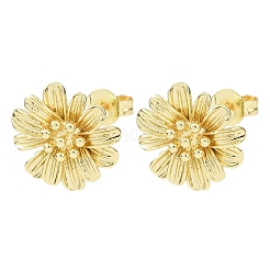Boucles d'oreilles puces en laiton à motif floral pour la Saint-Valentin&nbsp;EJEW-D351-03G