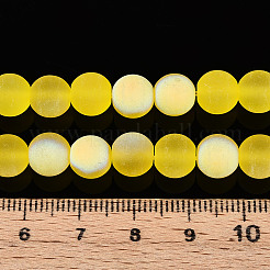 曇った透明ガラスビーズ連売り  ラウンド  半分メッキ  ABカラーメッキ  ゴールド  8~8.5mm  穴：1mm  約51~53個/連  14.57~15.35''（37~39センチメートル）&nbsp;GLAA-T032-T8mm-MBB11