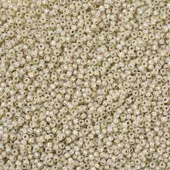 MIYUKIラウンドロカイユビーズ  日本製シードビーズ  8/0  （rr2358)シルバーライニングライトハニーオパール  3mm  穴：1mm  約19000~20500個/ポンド&nbsp;SEED-G008-RR2358