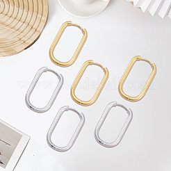 6ペア2色304ステンレススチールオーバルフープピアス  ミックスカラー  26.5x16x2.5mm  ピン：1mm  3pairs / color&nbsp;EJEW-BBC0002-37A
