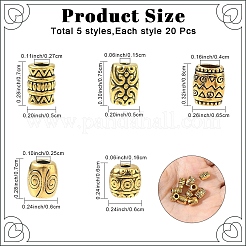 100шт 5 стиля бусины из сплава в тибетском стиле&nbsp;TIBEB-YW0001-37