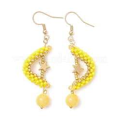 Серьги с подвесками из натурального нефрита машан&nbsp;EJEW-MZ00544-02