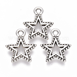 合金のチベット風チャーム  スター  カドミウムフリー＆鉛フリー  アンティークシルバー  18x15x2mm  穴：2mm&nbsp;X-TIBEP-S319-092AS-RS