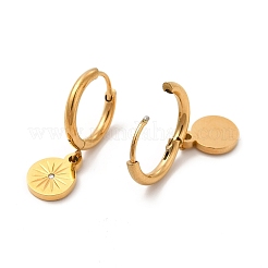 Плоские круглые серьги-гвоздики с кристаллами и стразами EJEW-P219-21G